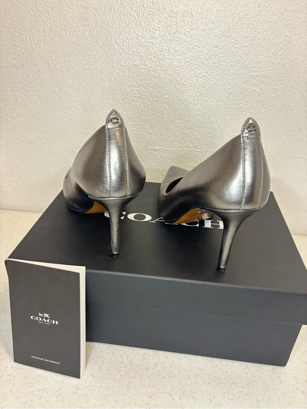 Coach Metallic Pewter Pointed-Toe Stiletto Pumps